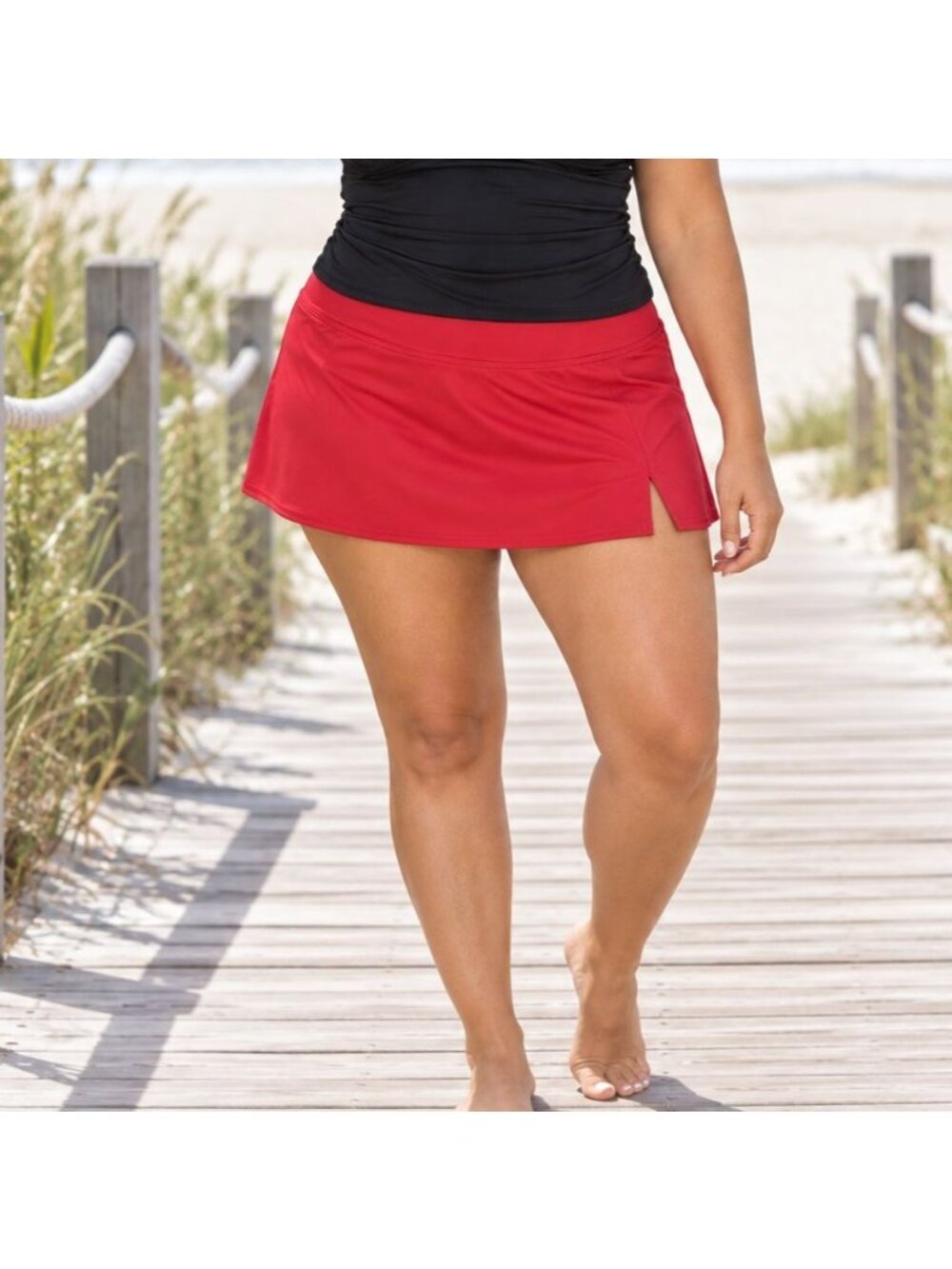 Lands End Woman's Salmon Swim Skirt Bottom Star Body Shape Modest Cut Size 16